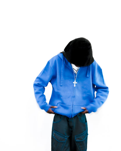 Cobalt Zip Through Hoodie