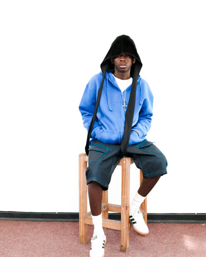 Cobalt Zip Through Hoodie